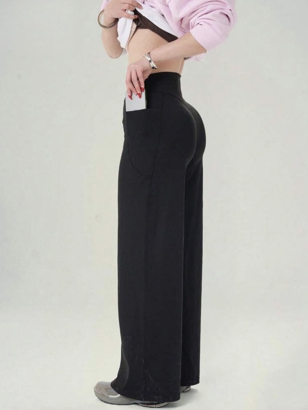 UONNOU High Waist Elastic Casual Soft Straight Leg Sports Pants